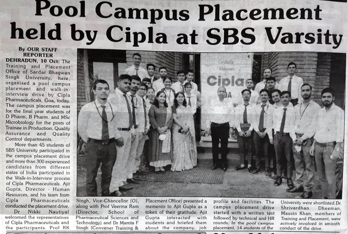 placement drive 2021 cipla news e