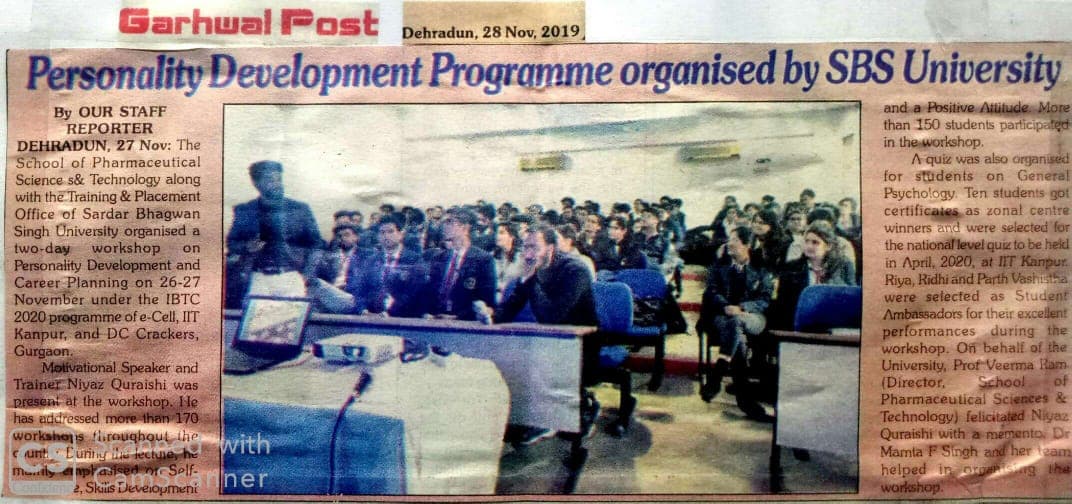 Personality Development Program under IBTC program organized by SBS University